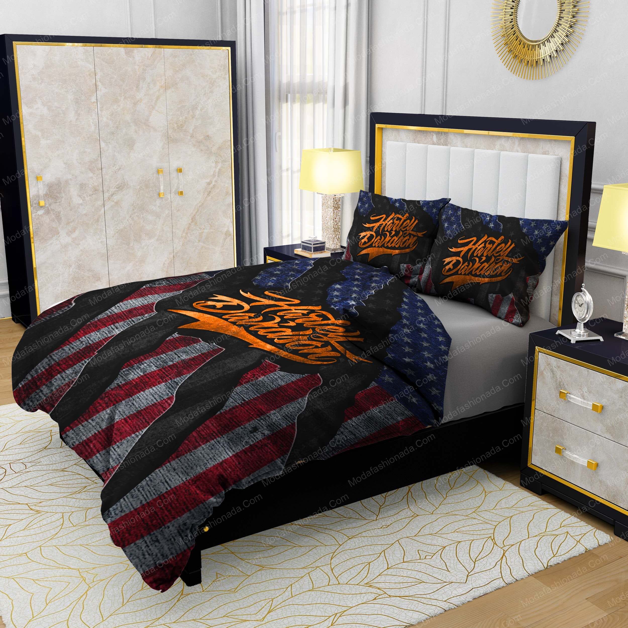 Harley-Davidson American Flag Retro Vintage Style Bedding Sets - Modafashionada.Com Harley-Davidson American Flag Retro Vintage Style Bedding Sets - Modafashionada.Com