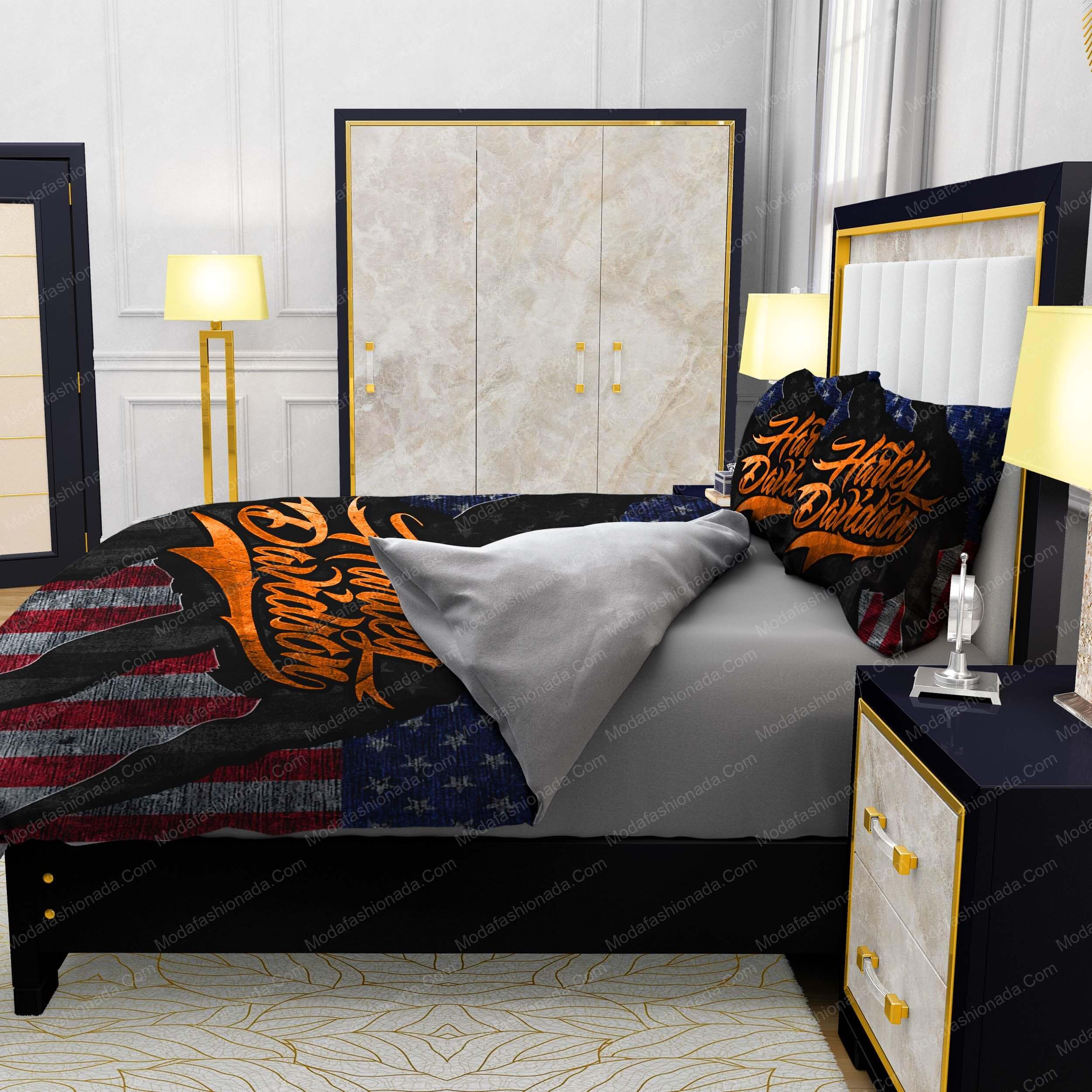 Harley-Davidson American Flag Retro Vintage Style Bedding Sets - Modafashionada.Com Harley-Davidson American Flag Retro Vintage Style Bedding Sets - Modafashionada.Com
