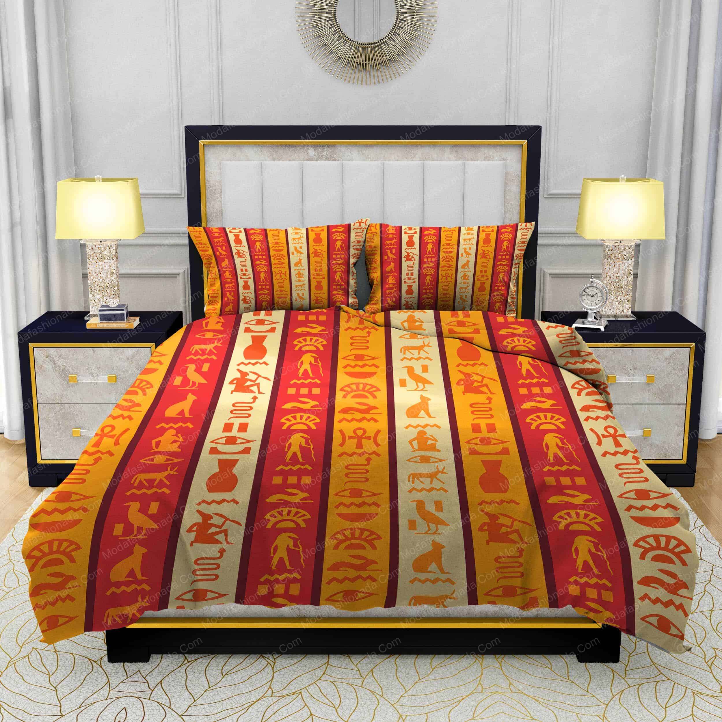 Egypt Hieroglyphic Pattern Bedding Sets