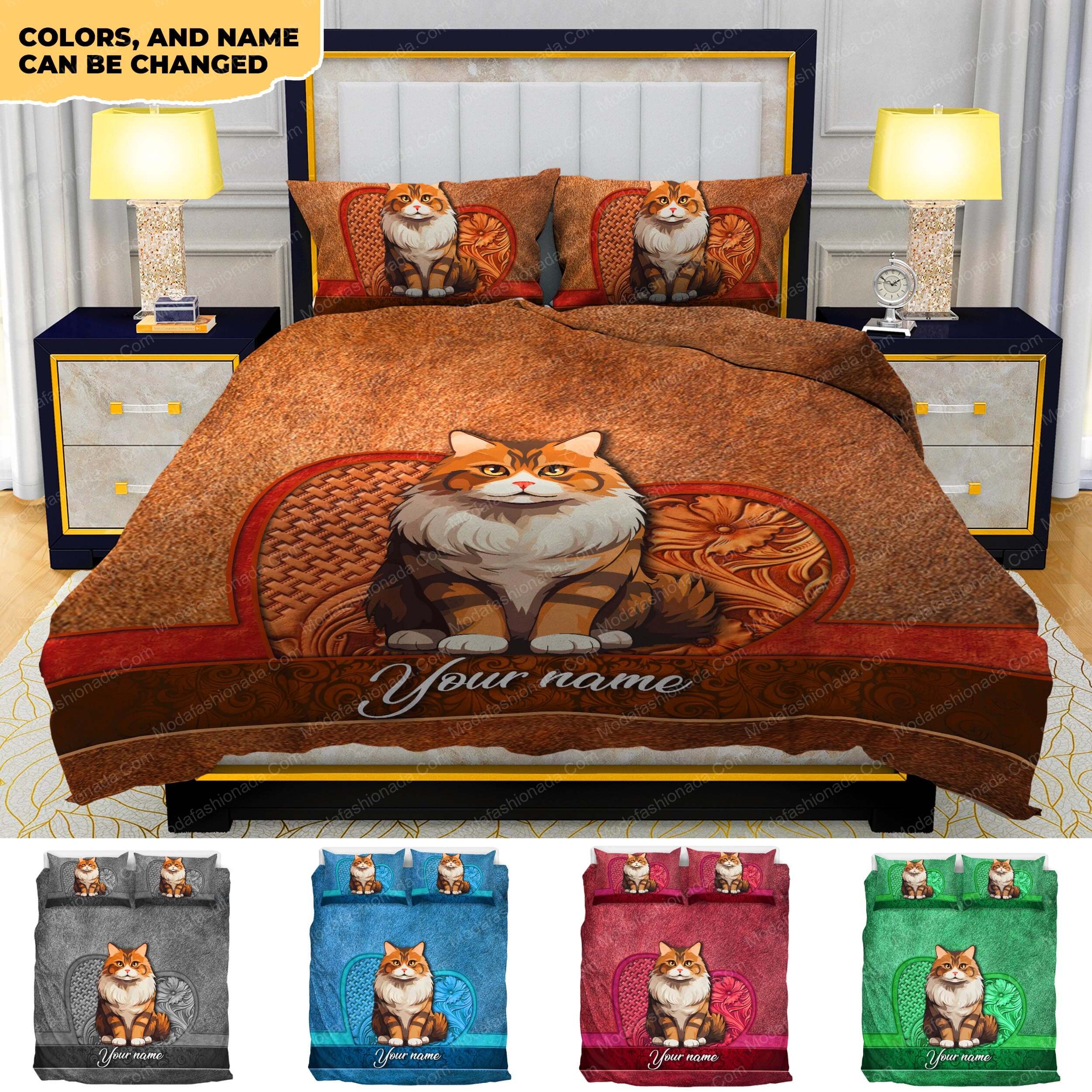 Custom Name Siberian Cat Lover Cat Gift Bedding Sets