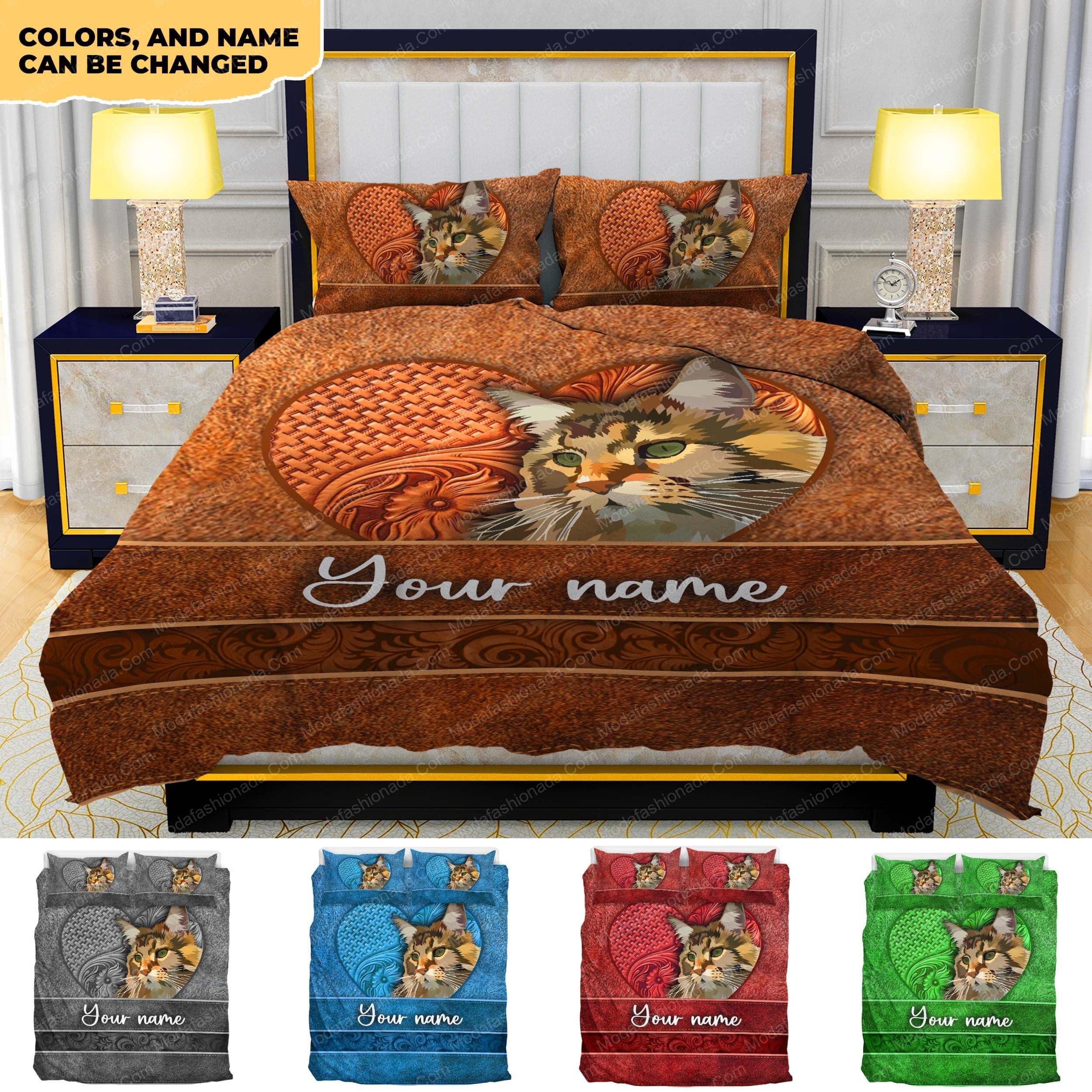 Customized Name Maine Coon Lover Cat Gift Bedding Sets