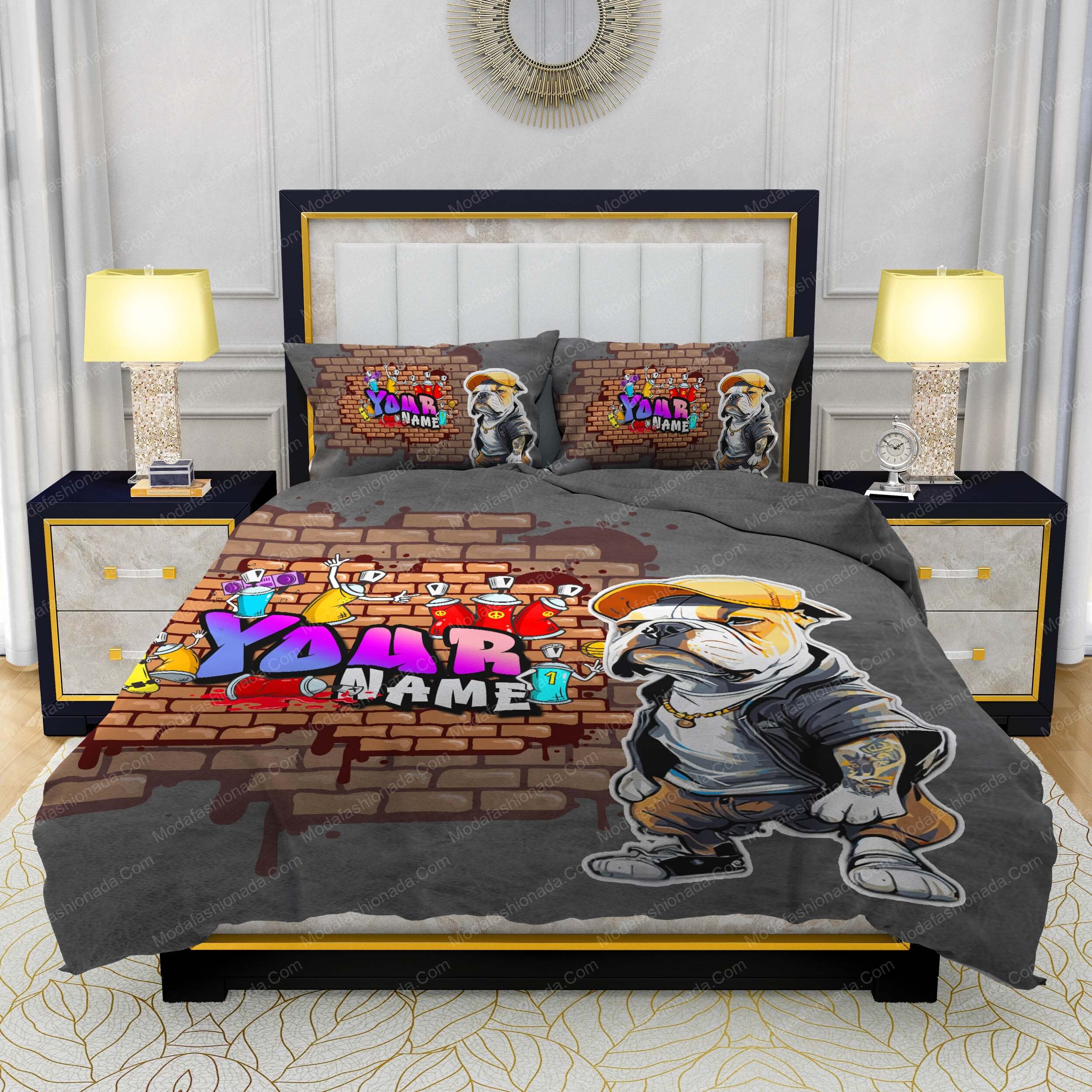 Personalized Name Bulldog Lover Dog Gift Bedding Sets Personalized Name Bulldog Lover Dog Gift Bedding Sets