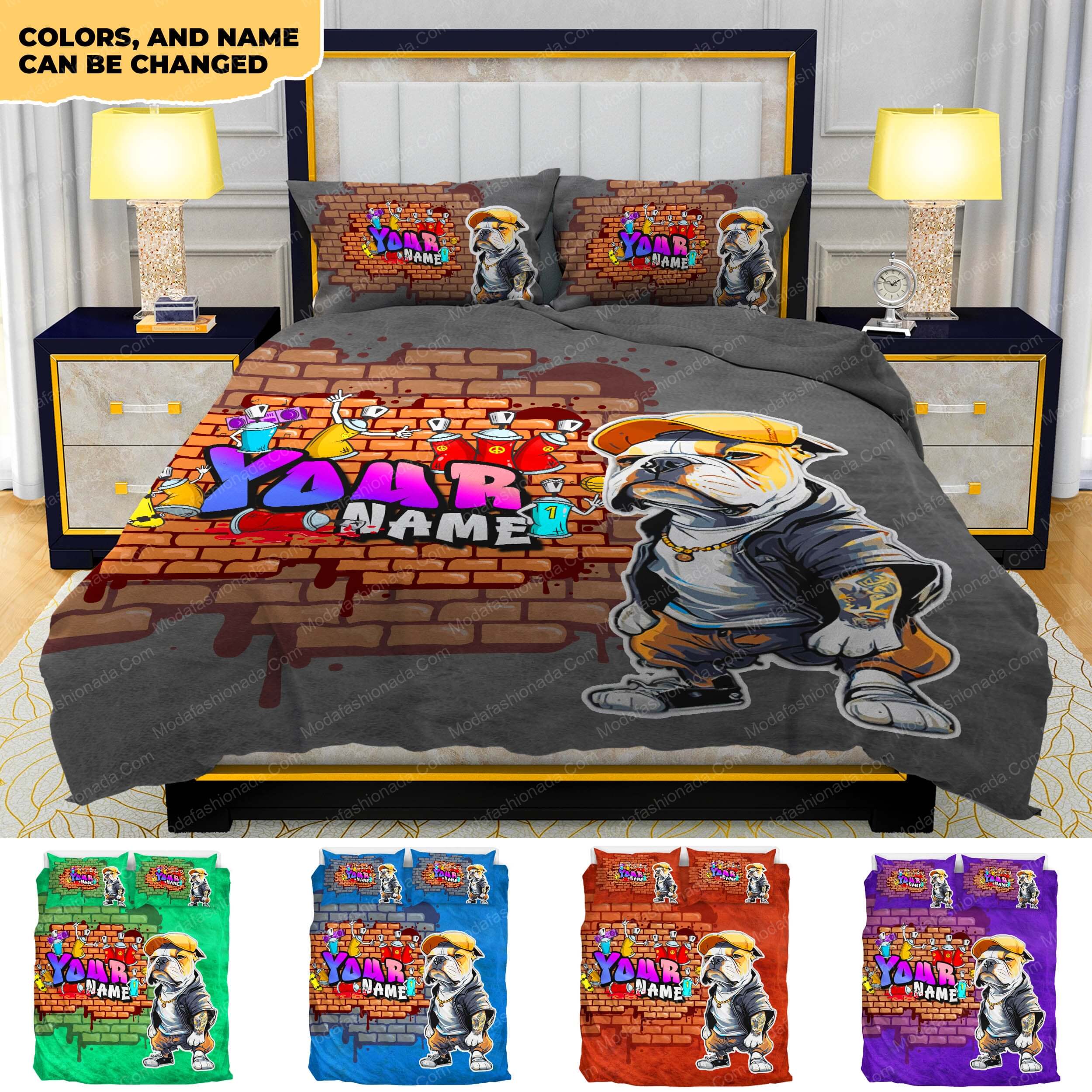 Personalized Name Bulldog Lover Dog Gift Bedding Sets