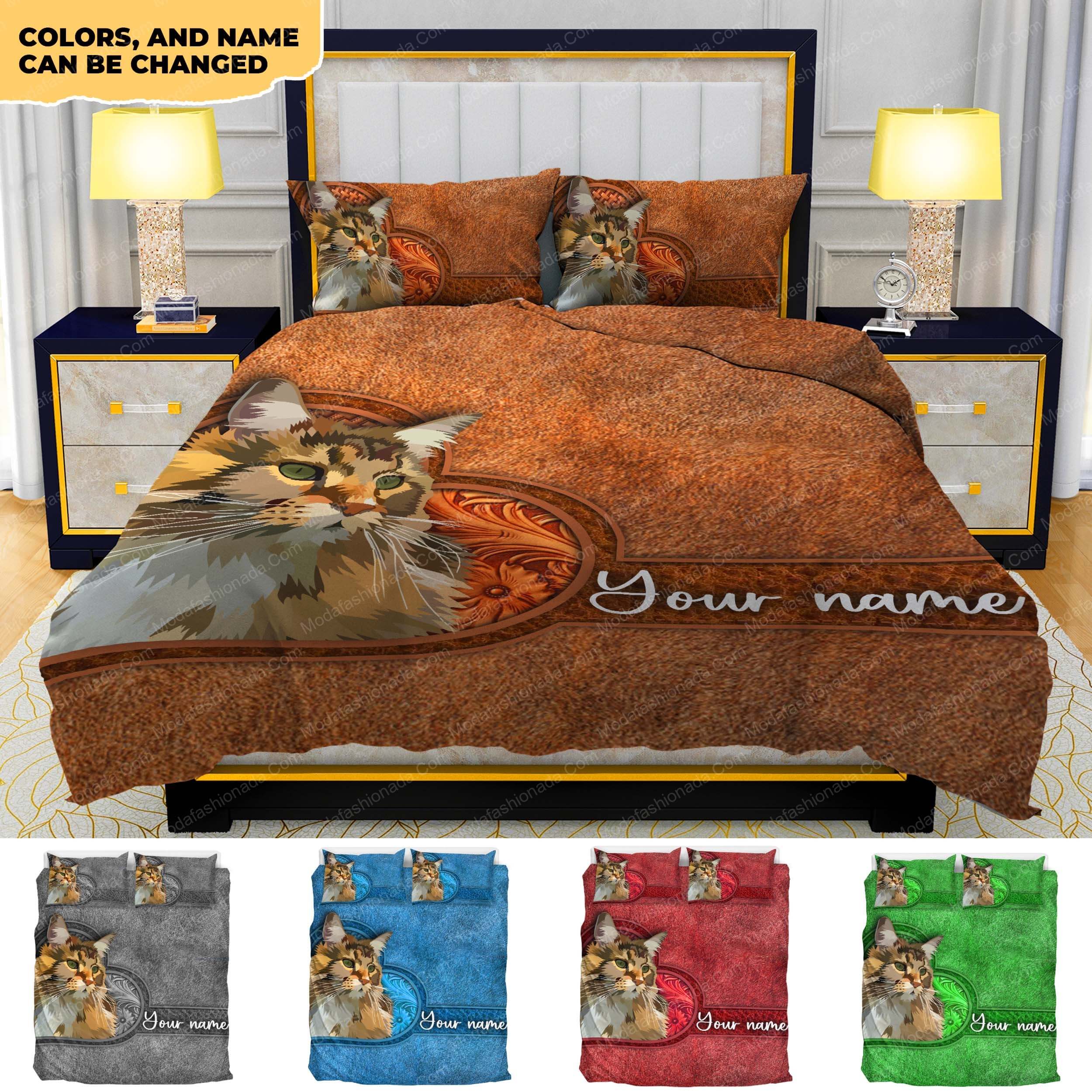 Personalized Name Maine Coon Lover Cat Gift Bedding Sets