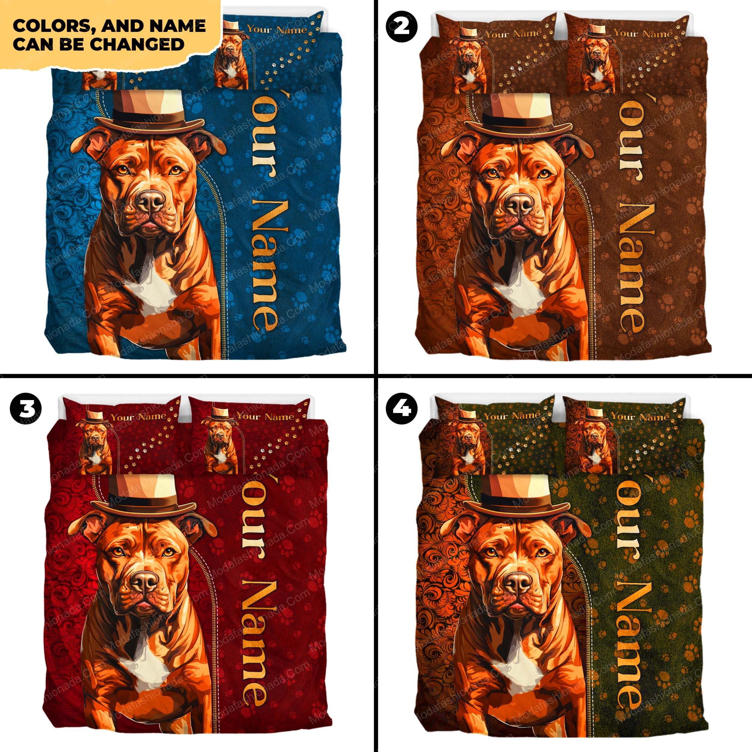 Personalized Pitbull Bedding Set Gift For Pitbull Lovers Personalized Pitbull Bedding Set Gift For Pitbull Lovers