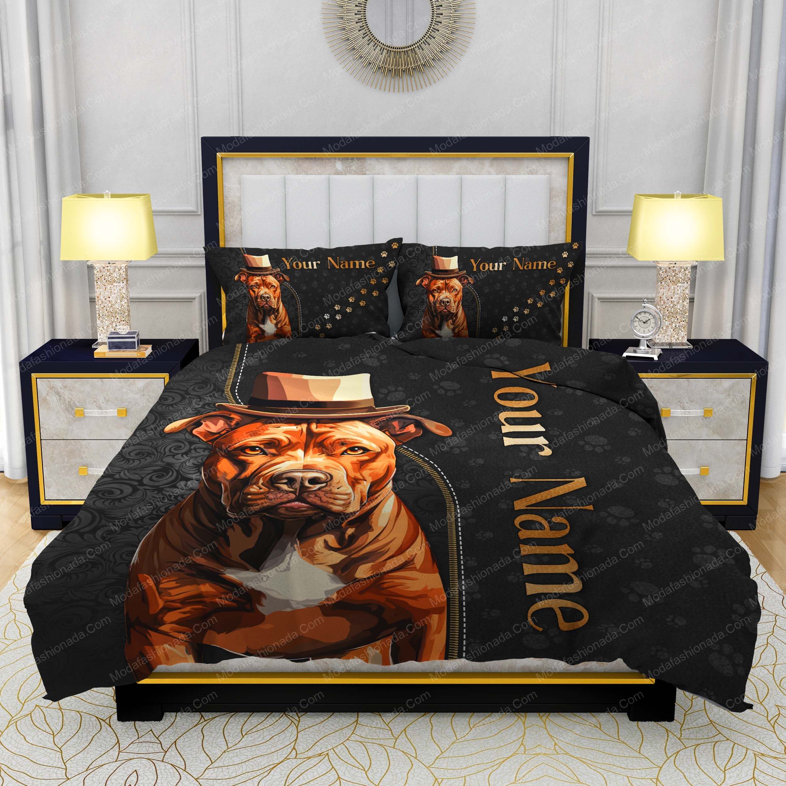 Personalized Pitbull Bedding Set Gift For Pitbull Lovers Personalized Pitbull Bedding Set Gift For Pitbull Lovers