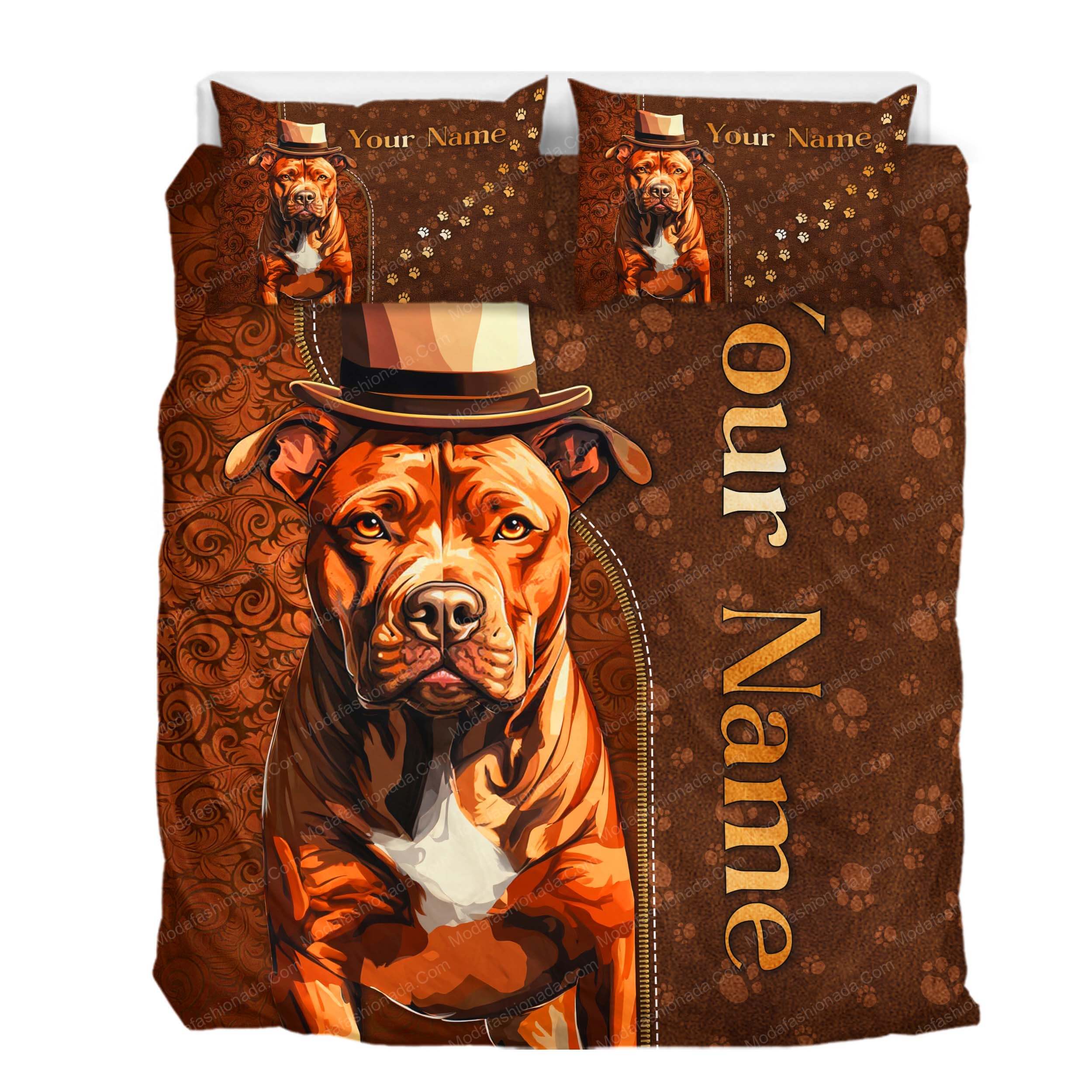 Personalized Pitbull Bedding Set Gift For Pitbull Lovers Personalized Pitbull Bedding Set Gift For Pitbull Lovers