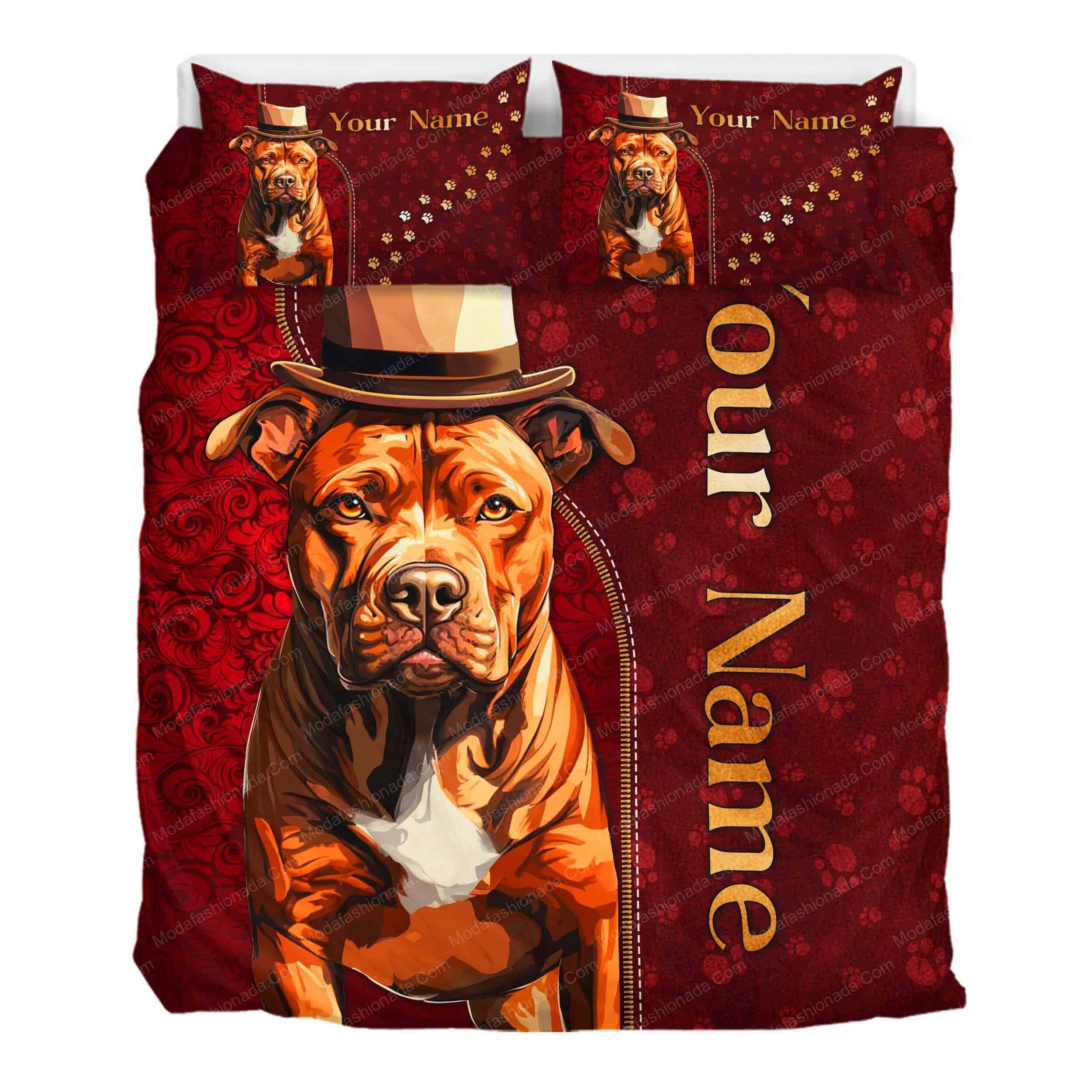 Personalized Pitbull Bedding Set Gift For Pitbull Lovers Personalized Pitbull Bedding Set Gift For Pitbull Lovers