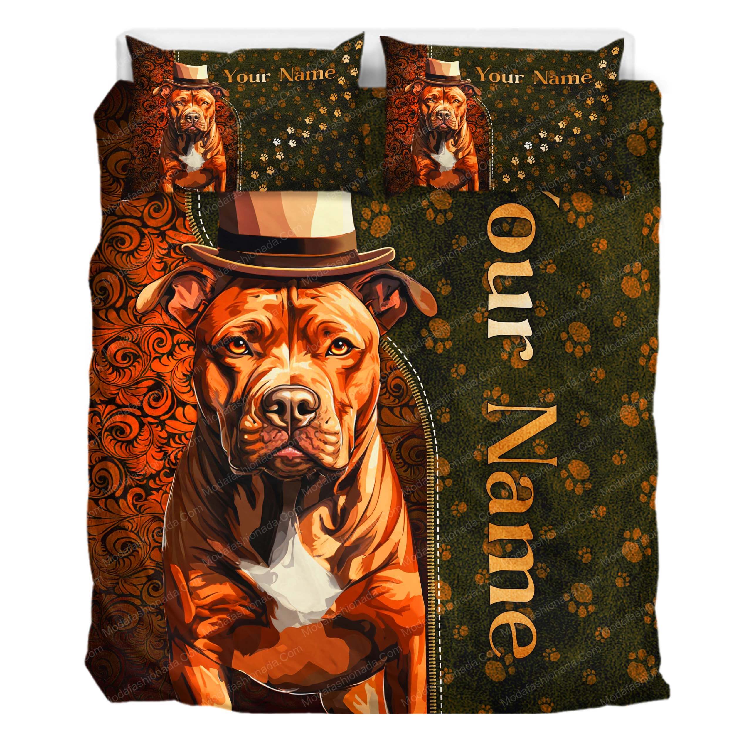 Personalized Pitbull Bedding Set Gift For Pitbull Lovers Personalized Pitbull Bedding Set Gift For Pitbull Lovers