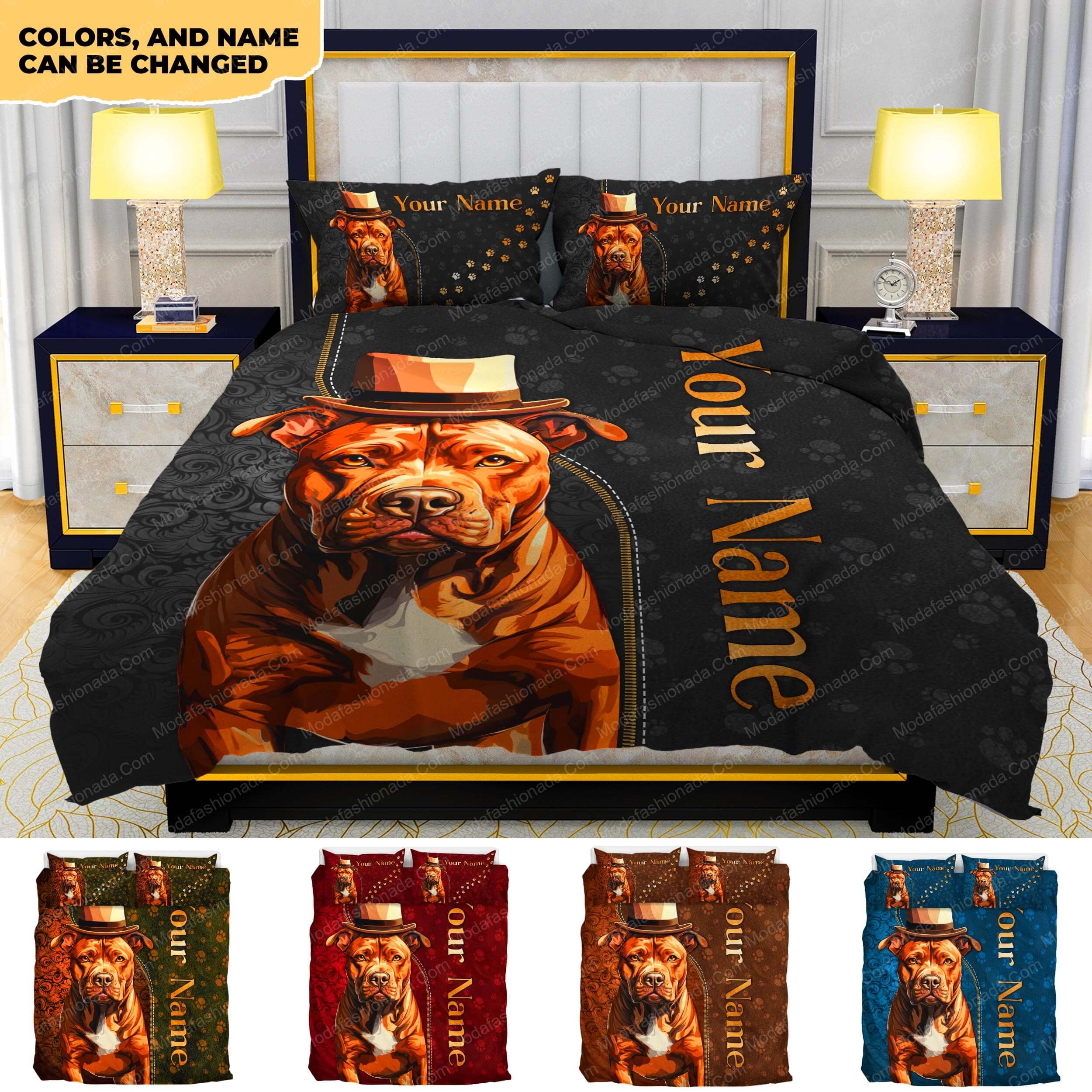 Personalized Pitbull Bedding Set Gift For Pitbull Lovers