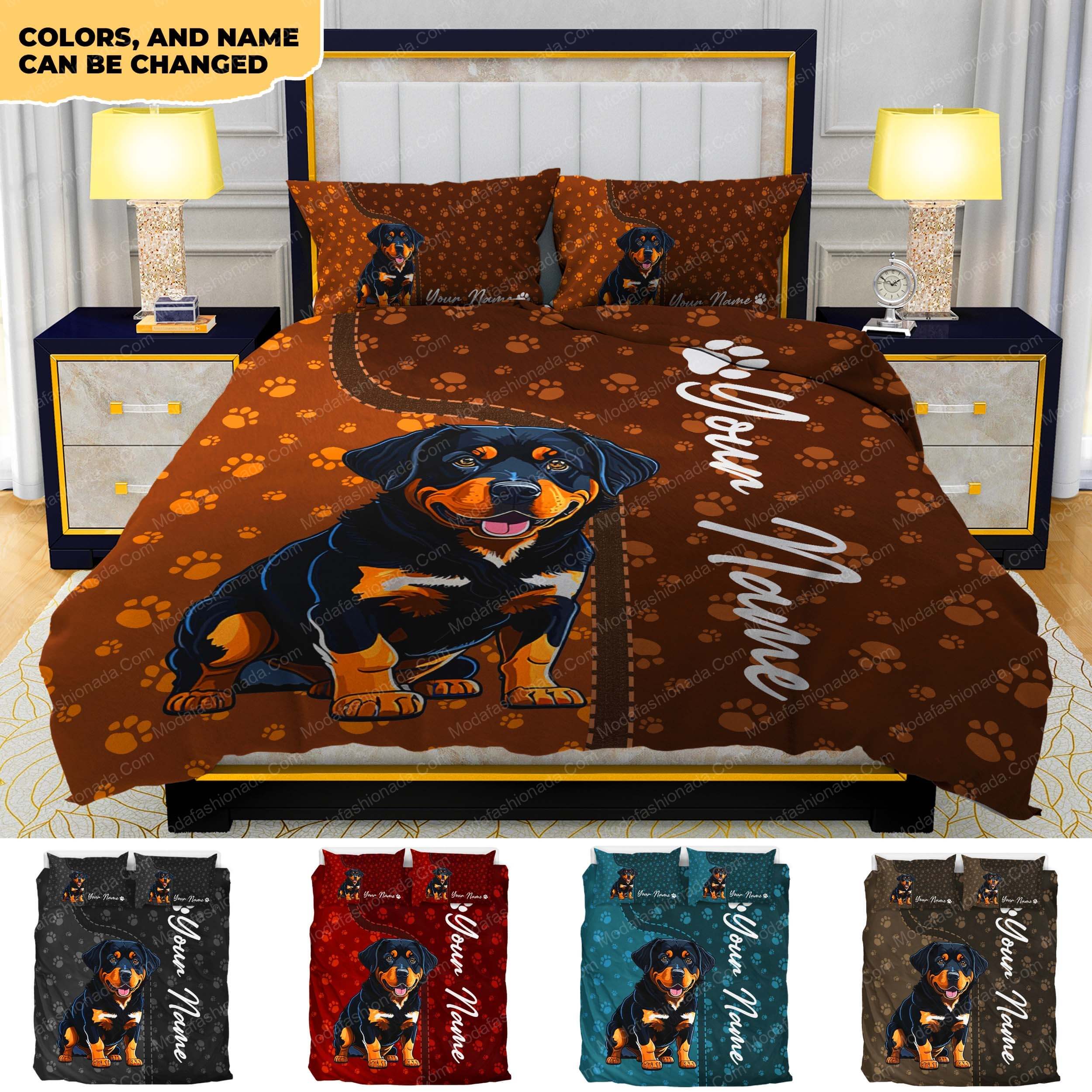 Personalized Rottweiler Bedding Set Gift For Dog Dad Dog Mom