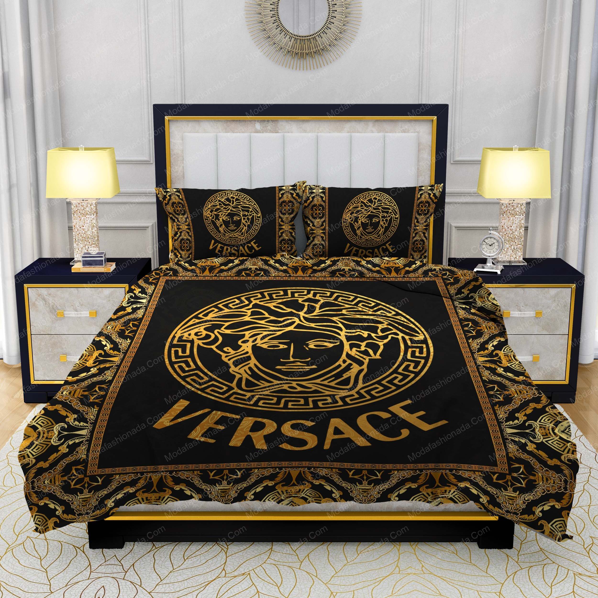 Versace Gold Logo Luxury Black Sumptuous Bedding Sets