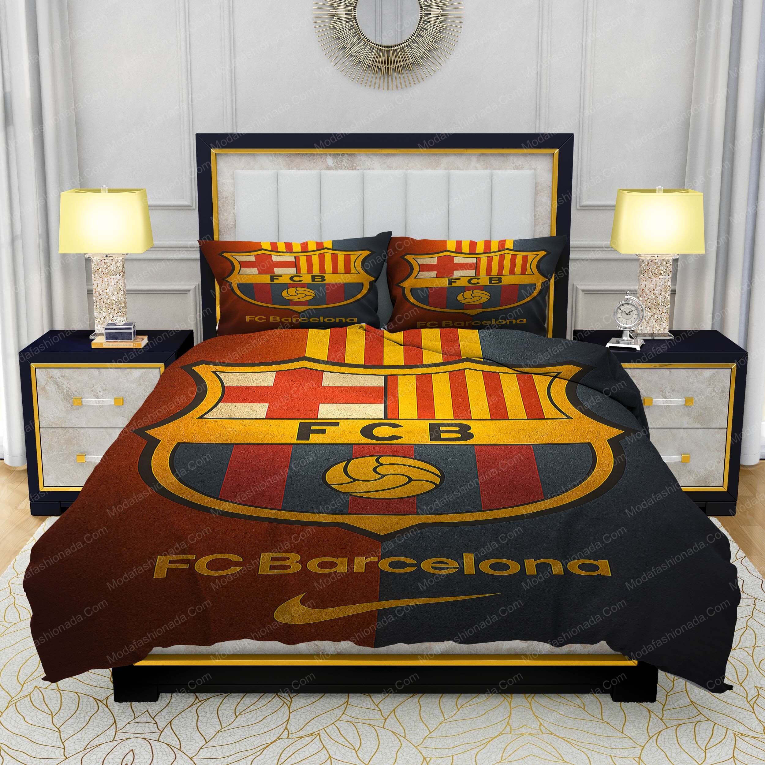 Barcelona Nike Vintage Bedding Set Split-Tone Shield Design
