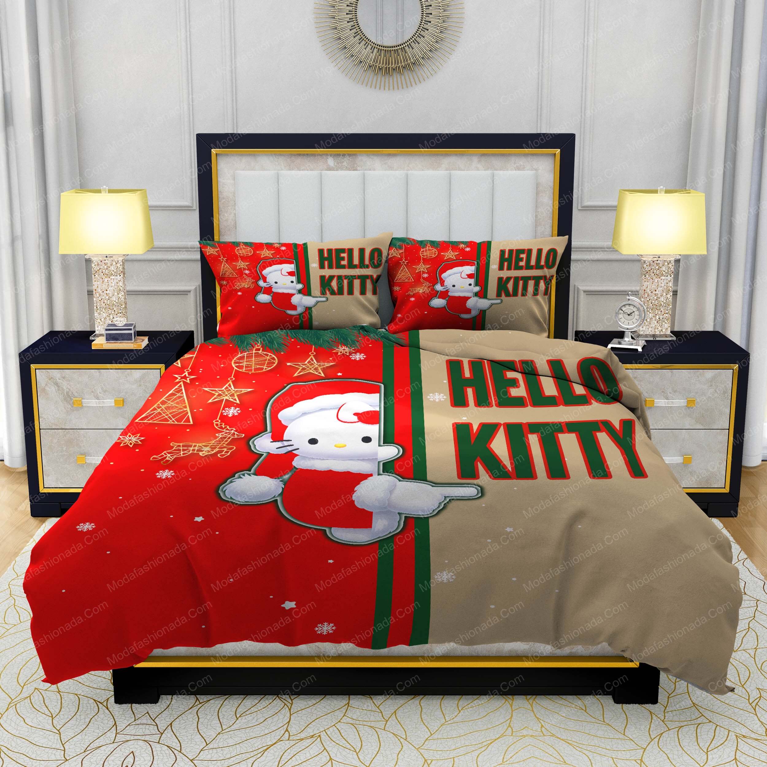 Santa Hello Kitty Christmas Bedding Sets Festive Winter Wonderland